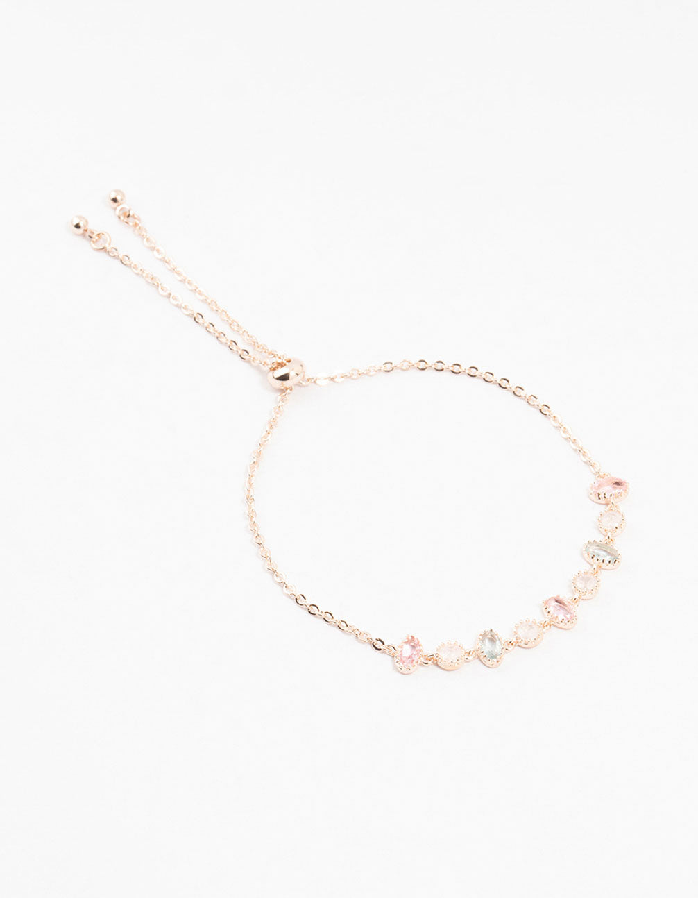 Rose Gold Plated Oval & Round Stone Bracelet