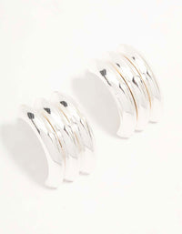 Silver Ribbed Barrel Hoop Earrings - link has visual effect only