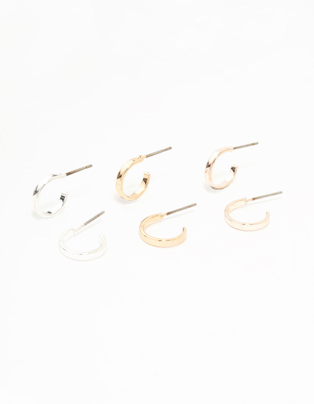 Mixed Metals Basic Huggie Earrings 3-Pack