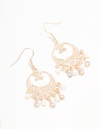 Rose Gold Filigree Pearl & Diamante Drop Earrings - link has visual effect only