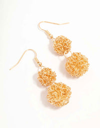 Gold Double Wire Ball Drop Earrings - link has visual effect only
