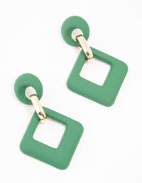 Green Acrylic Diamond Link Drop Earrings - link has visual effect only