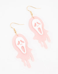 Pink Acrylic Melting Ghost Drop Earrings - link has visual effect only