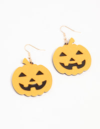 Orange Acrylic Scary Pumpkin Drop Earrings - link has visual effect only