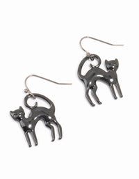 Black Coated Metal Cat Drop Earrings - link has visual effect only