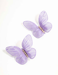 Purple Laser Cut Butterfly Stud Earrings - link has visual effect only