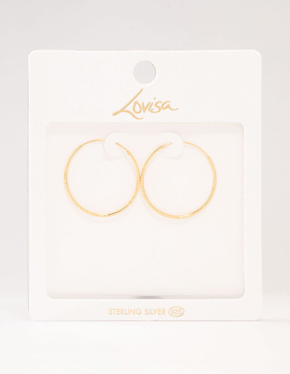 Gold Plated Sterling Silver Textured Hoop Earrings
