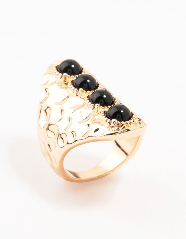 Black & Gold Molten Linear Ring
