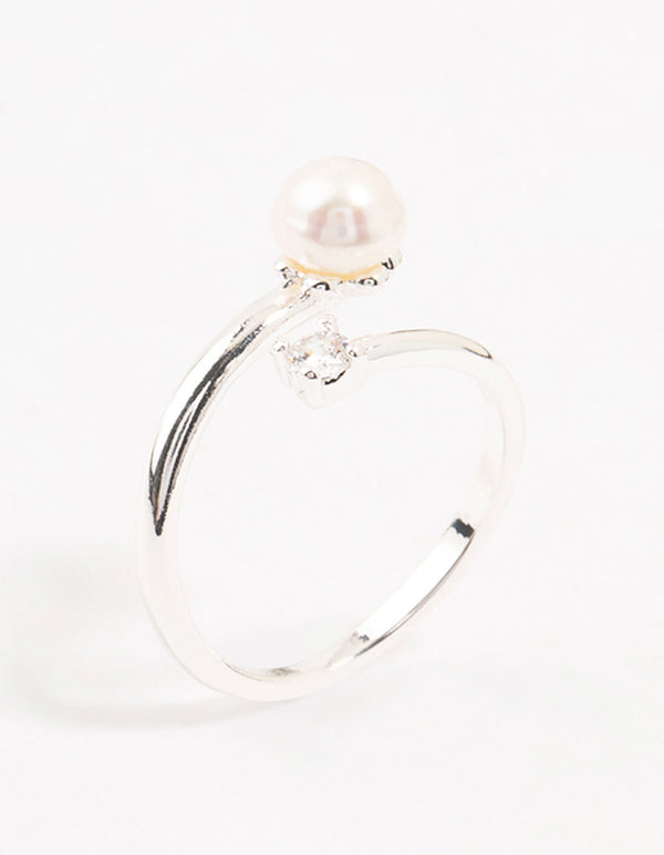 Silver Plated Dainty Cubic Zirconia Wrapped Ring