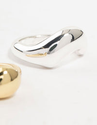Mixed Metals Irregular Stacking Rings 2-Pack - link has visual effect only