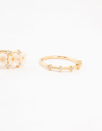 Gold Plated Triple Flower Stacking Rings 3-Pack - link has visual effect only
