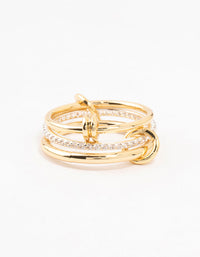 Gold & Silver Plated Diamante Rondell Stacked Ring - link has visual effect only