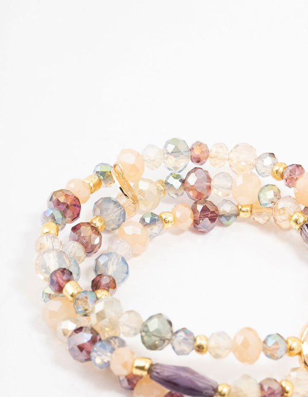 Faceted Bead Multirow Stretch Bracelet