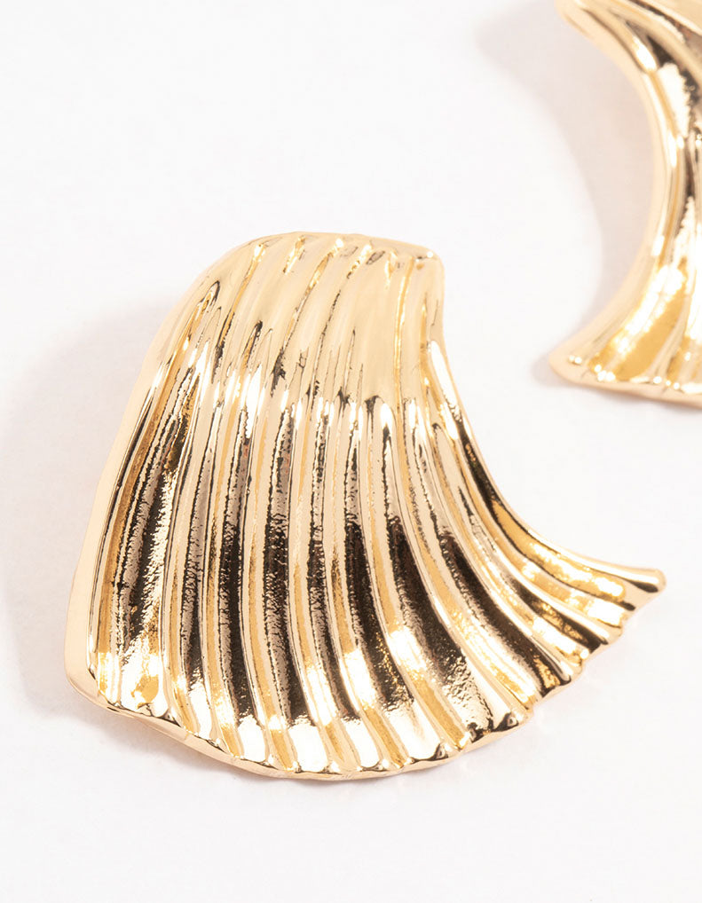 Gold Molten Wrapped Stud Earrings
