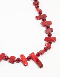 Red Genuine Shell Bead Layered Necklace - link has visual effect only