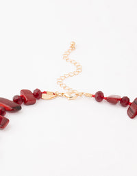Red Genuine Shell Bead Layered Necklace - link has visual effect only