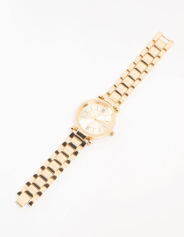 Gold Round Roman Numeral Watch