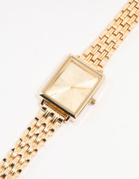 Gold Rectangle Watch - link has visual effect only