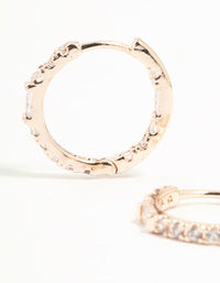 Rose Gold Plated Baguette Pave Diamante Hoop Earrings - link has visual effect only