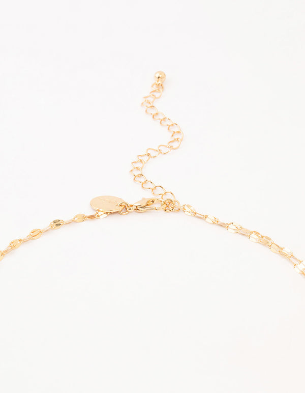 Gold Plated Flat Cable Layered Y-Necklace