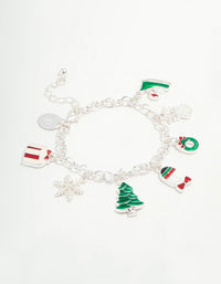 Kids Sleigh & Present Silver Charm Bracelet - link has visual effect only
