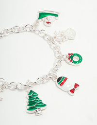 Kids Sleigh & Present Silver Charm Bracelet - link has visual effect only
