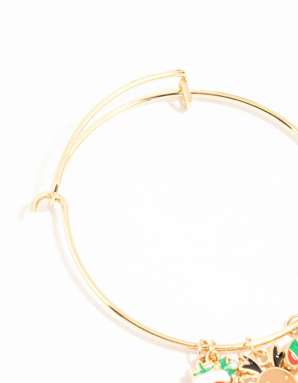 Kids Gold Santa & Reindeer Charm Bracelet