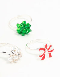 Kids Silver Bow & Santa Rings 6-Pack - link has visual effect only