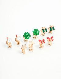 Kids Bow & Star Clip On Earrings 5-Pack - link has visual effect only