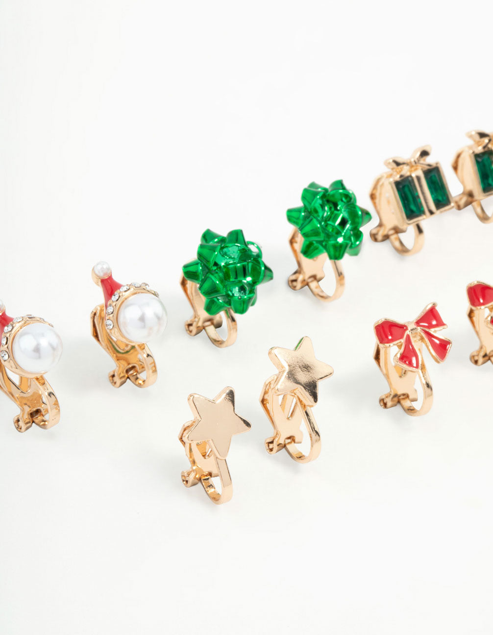Kids Bow & Star Clip On Earrings 5-Pack