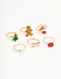 Kids Gingerbread Man & Christmas Tree Rings 6-Pack - link has visual effect only