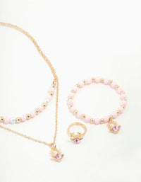 Kids Festive Diamante Reindeer Necklace, Bracelet & Ring Set - link has visual effect only