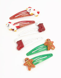 Kids Unicorn & Gingerbread Man Snap Clips 6-Pack - link has visual effect only