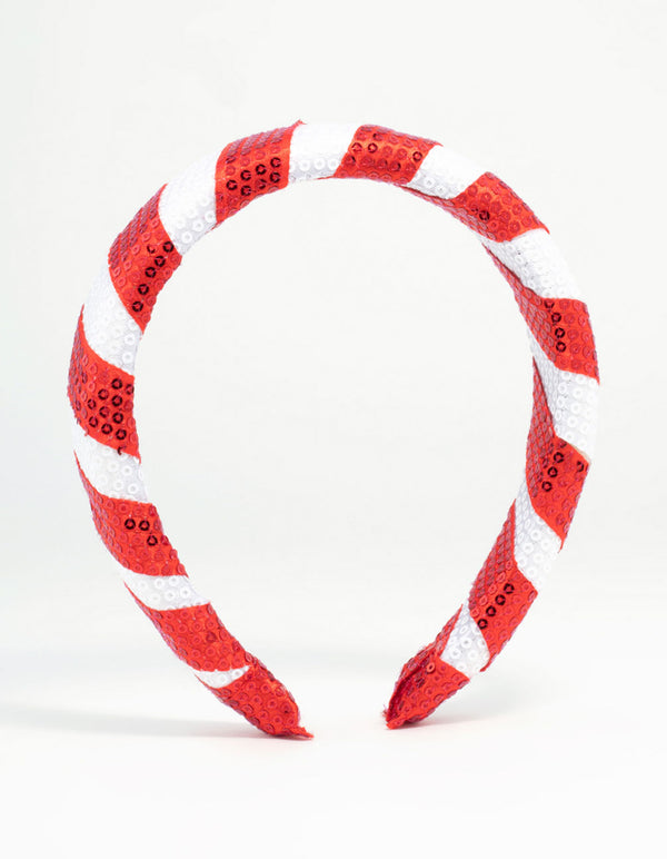 Kids Festive Fabric Candy Cane Headband