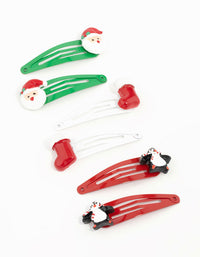 Kids Santa & Penguin Snap Clips 6-Pack - link has visual effect only