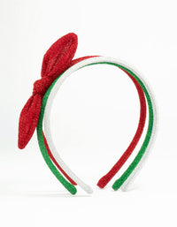 Festive Fabric Bow Headbands 3-Pack - link has visual effect only