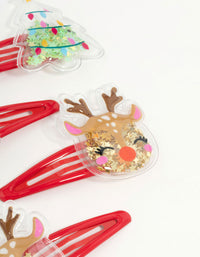Kids Christmas Tree & Reindeer Drop Snap Clips 4-Pack - link has visual effect only