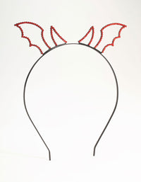 Red Diamante Devil Horn Black  Headband - link has visual effect only