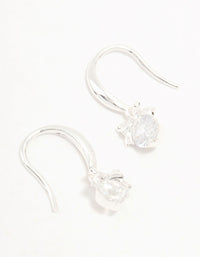Silver Plated Solitaire Cubic Zirconia & Bow Hook Earrings - link has visual effect only