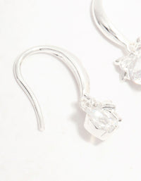 Silver Plated Solitaire Cubic Zirconia & Bow Hook Earrings - link has visual effect only
