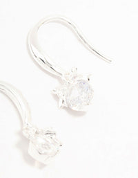 Silver Plated Solitaire Cubic Zirconia & Bow Hook Earrings - link has visual effect only