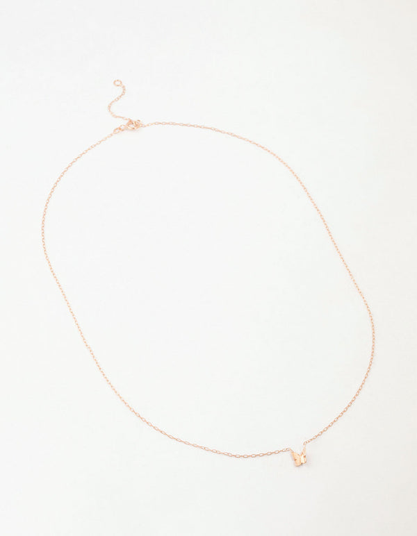Rose Gold Plated Sterling Silver Polished Butterfly Necklace