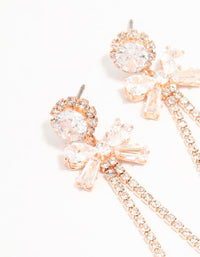 Rose Gold Plated  Bow Zirconia Cup Chain Earrings - link has visual effect only