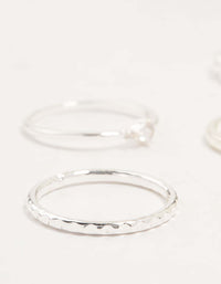 Silver Plated Dainty Diamante Stacking Rings 5-Pack - link has visual effect only