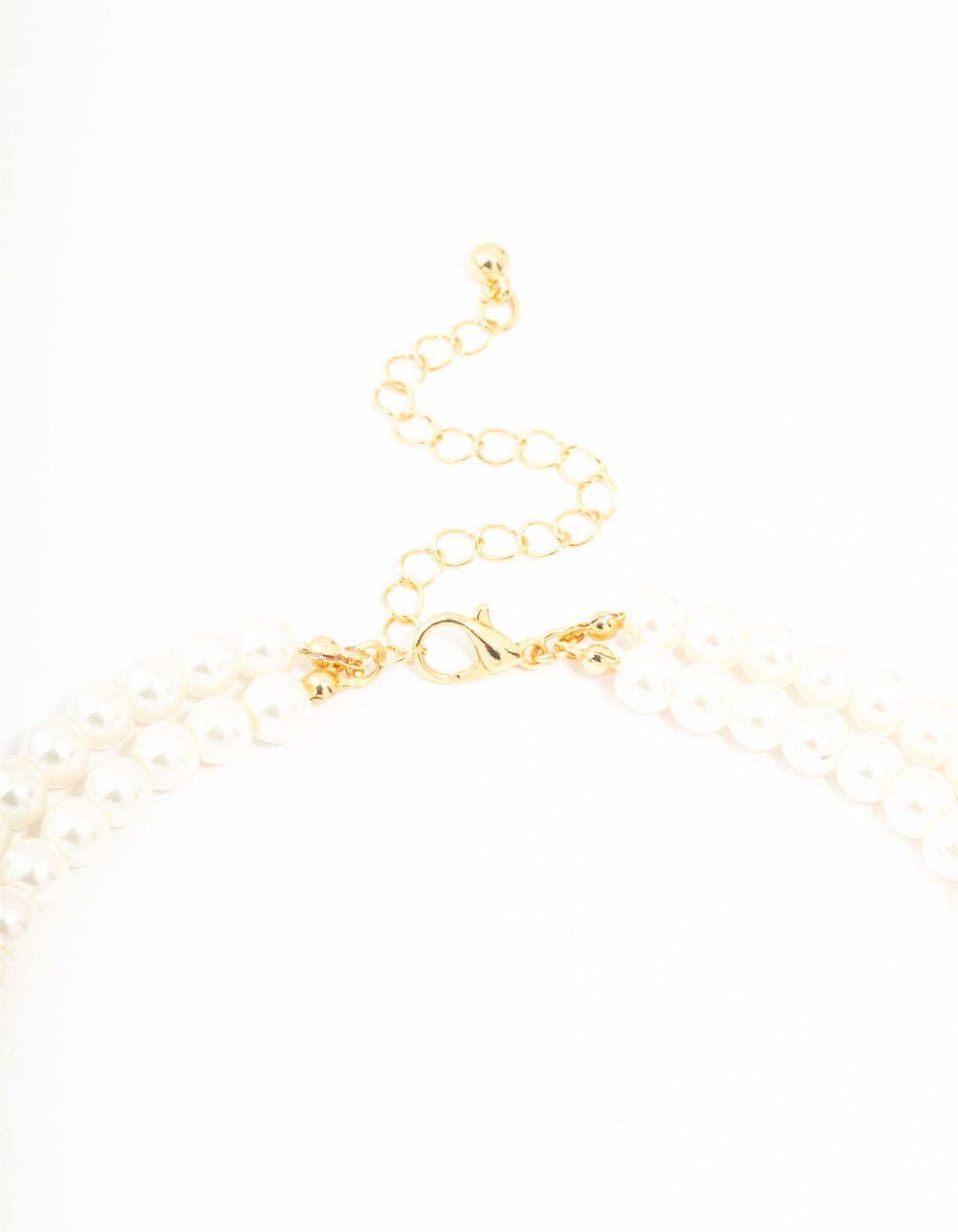 Real Gold Plated Layered Freshwater Pearl Strand Bow Necklace