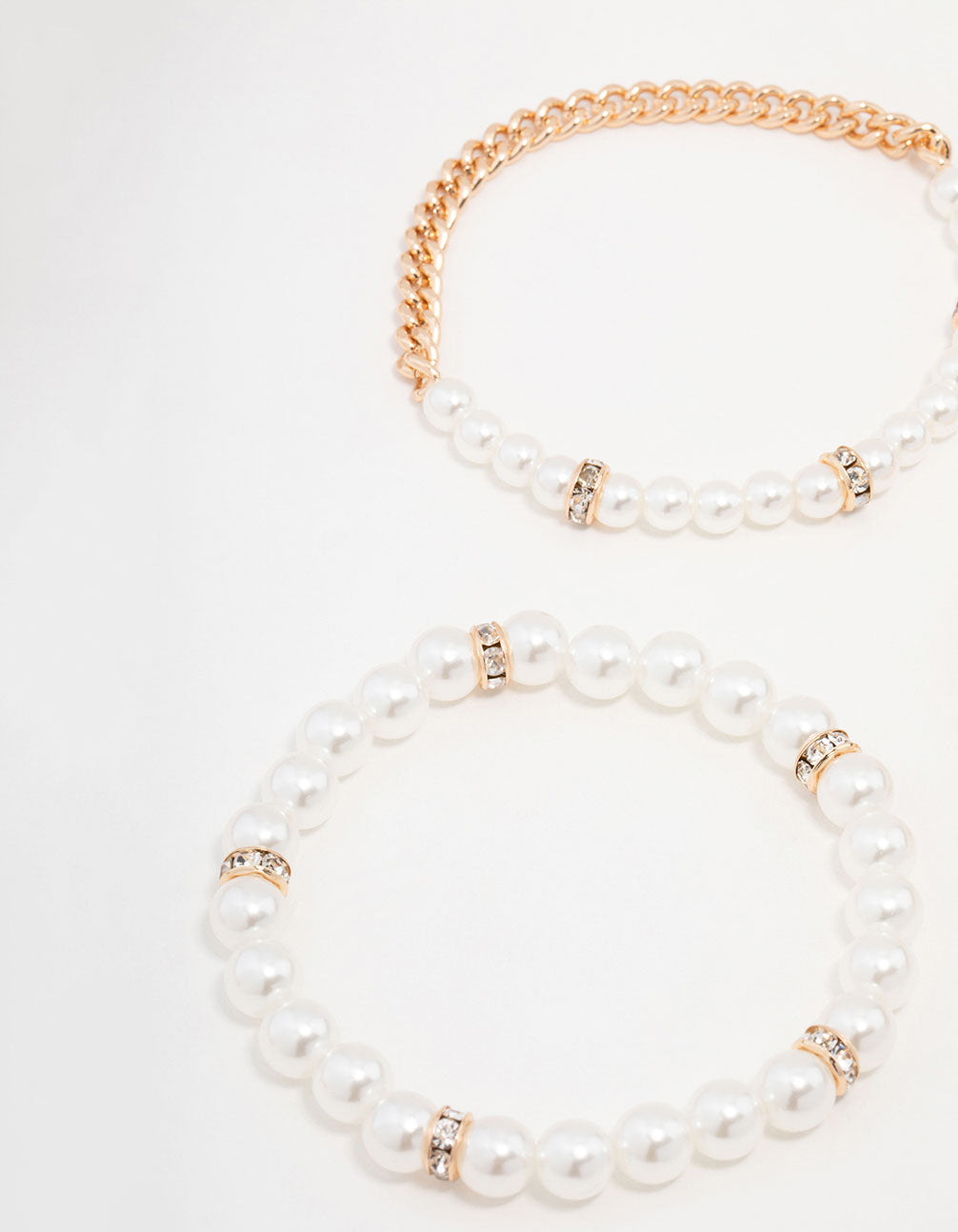 Gold Beaded Pearl Stretch Bracelet Pack
