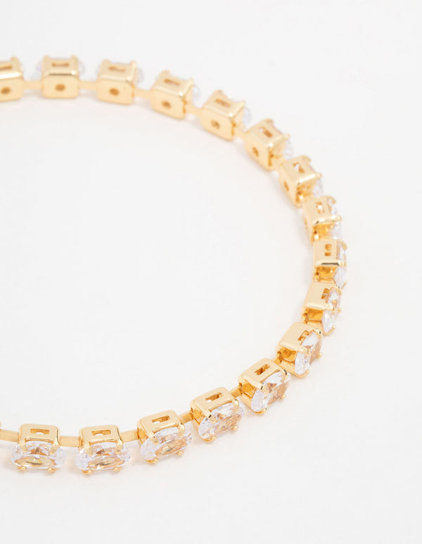 Gold Plated Oval Cut Cubic Zirconia Bracelet