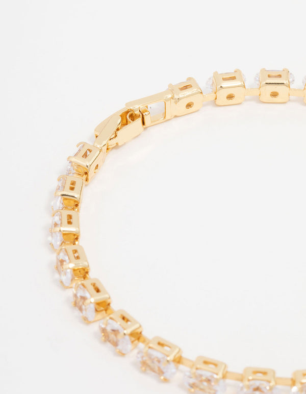 Gold Plated Oval Cut Cubic Zirconia Bracelet