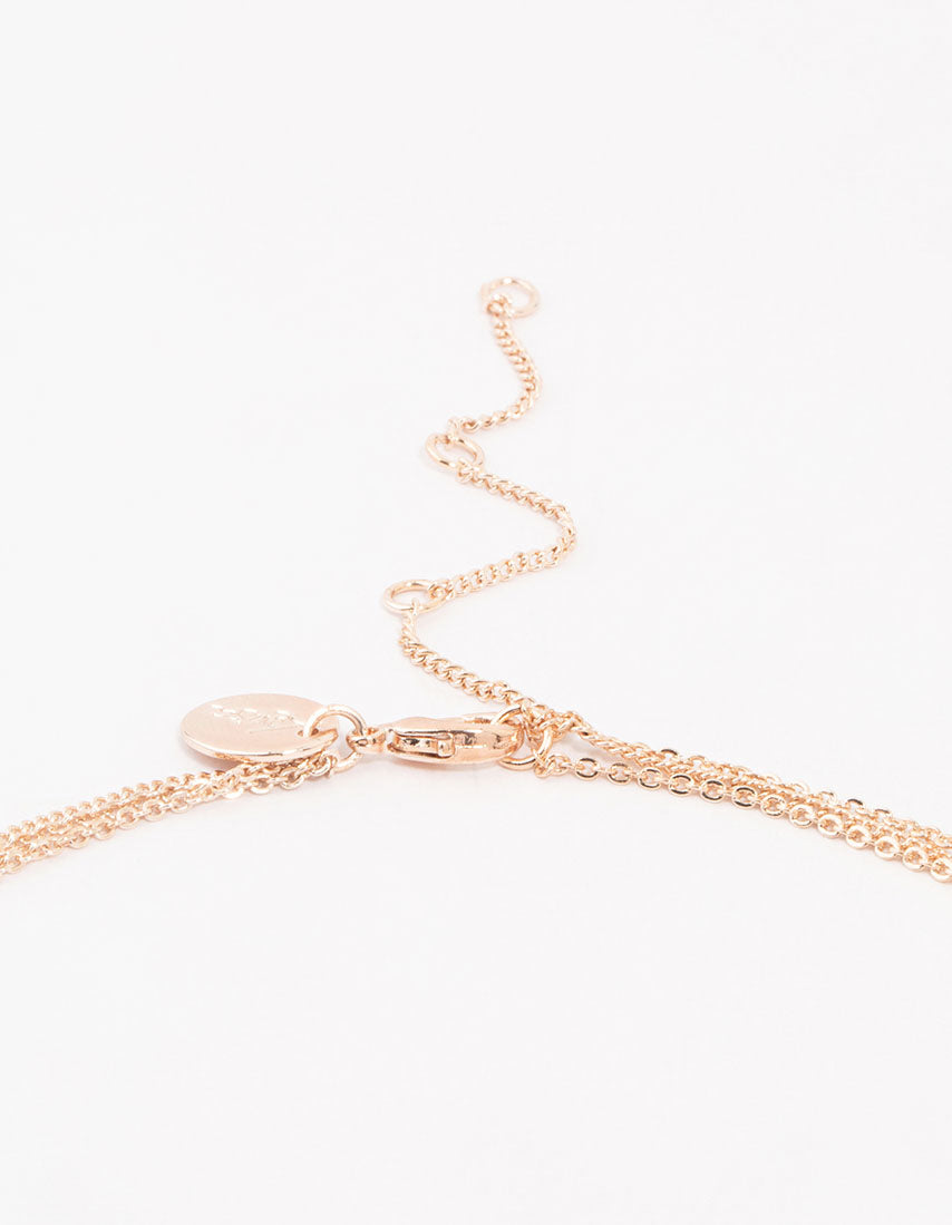 Rose Gold Dainty Rectangle Layered Necklace