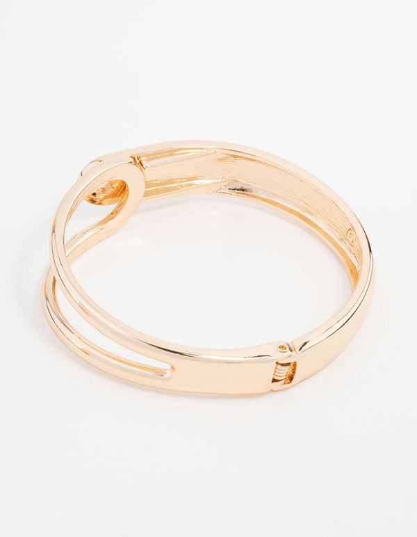 Gold Solid & Cage Wrist Cuff